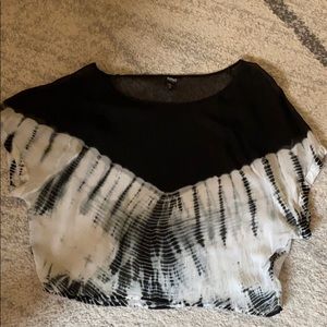 Sheer Black n White Tie Dye Blouse